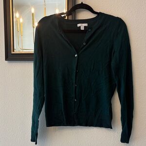 New York & Company Dark Green Button-Up Cardigan